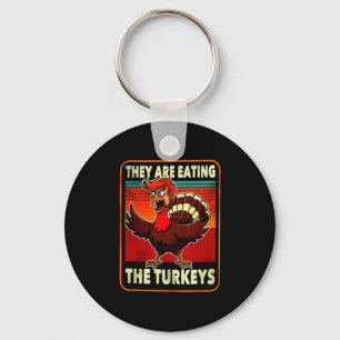 Ze eten kalkoen grappig Donald Trump Thanksgiving Sleutelhanger