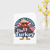 Ze eten kalkoenen Grappig Maak Thanksgiving Gr Kaart (Gele Bloem)