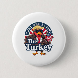 Ze eten kalkoenen Grappig Maak Thanksgiving Gr Ronde Button 5,7 Cm