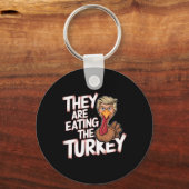 Ze eten Turkije Donald Trump Thanksgiving Sleutelhanger (Voorkant)