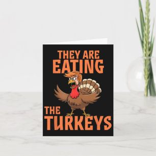 Ze eten Turkije grappig Donald Trump Thanksgiving Kaart