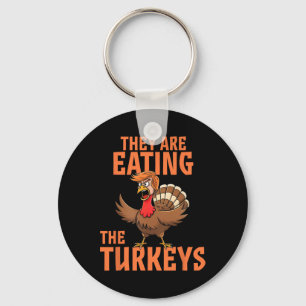 Ze eten Turkije grappig Donald Trump Thanksgiving Sleutelhanger