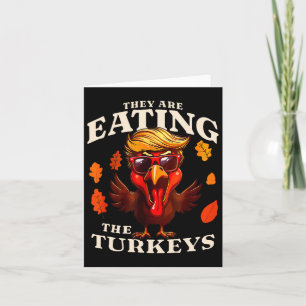 Ze eten Turkije grappige Trump Thanksgiving Kaart