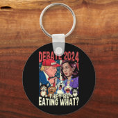 Ze eten wat grappig debat Verkiezing 2024 huisdier Sleutelhanger (Voorkant)