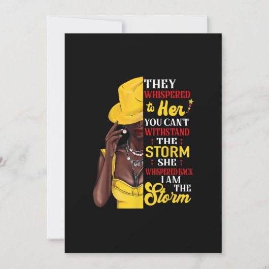Ze fluisterde terug Ik Ben De Storm Zwarte Geschie Kaart (Voorkant)