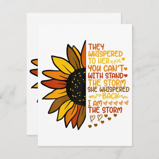 Ze fluisterde terug ik ben het Storm Funny Zonnebl Informatiekaartje (Voorkant / Achterkant)