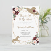 Ze gaan naar het bruiloftsfeest met paardenrace Th Kaart (Staand voorkant)