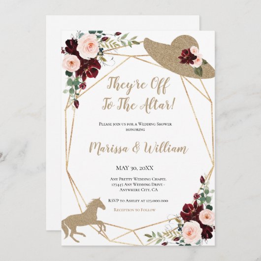 Ze gaan naar het bruiloftsfeest met paardenrace Th Kaart (Voorkant / Achterkant)