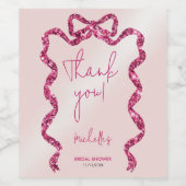 Ze gaat een knoopje stijlvol roze lint knopen dank wijn etiket (Enkel label)