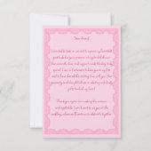 Ze gaat trouwen roze strik bruidsmeisjesfeest bedankkaart (Achterkant)