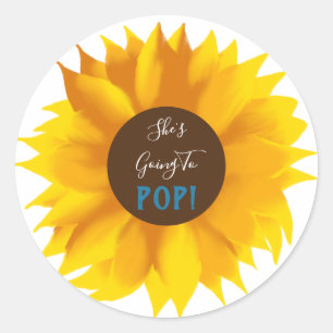 Ze gaat zonnebloemstickers Poppen Ronde Sticker