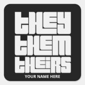 Ze gebruiken hun voornaamwoorden groot en vet wit  vierkante sticker (Voorkant)