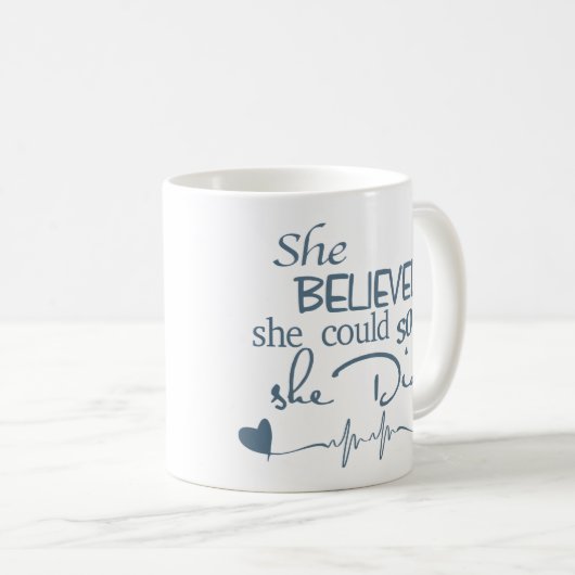 Ze geloofde dat Mok GreyBlue op White (Voorkant rechts)