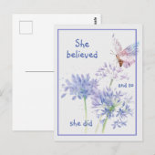 "Ze geloofde dat Motivatie Citaat Butterfly Briefkaart (Voorkant / Achterkant)