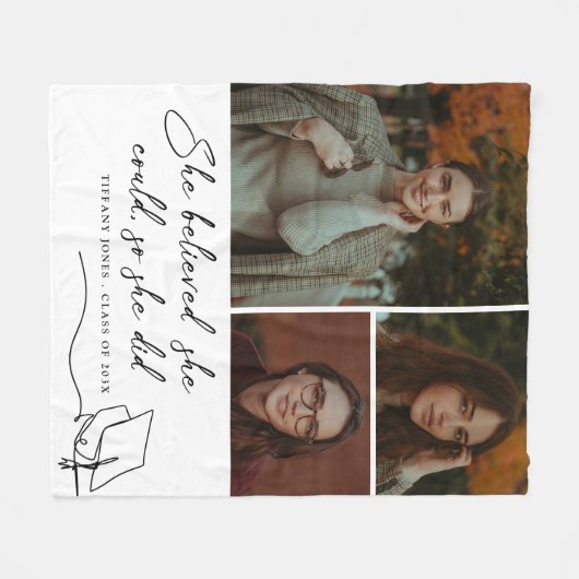 Ze geloofde dat ze Afstuderen kon fotograferen Fleece Deken (Voorkant (Horizontaal))