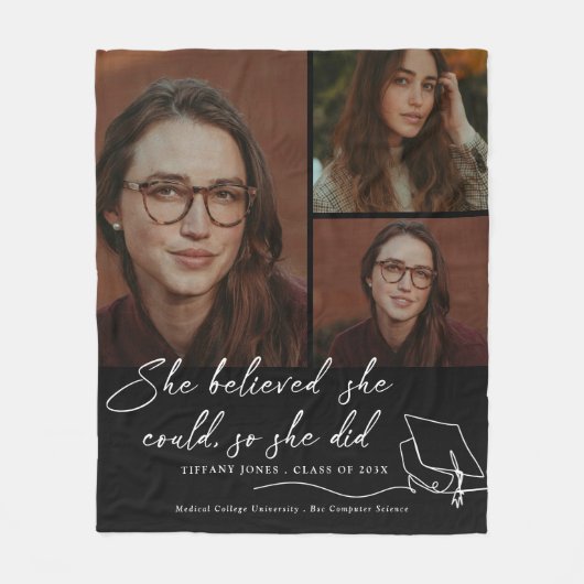 Ze geloofde dat ze Afstuderen kon fotograferen Fleece Deken (Voorkant)