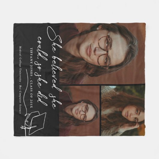 Ze geloofde dat ze Afstuderen kon fotograferen Fleece Deken (Voorkant (Horizontaal))