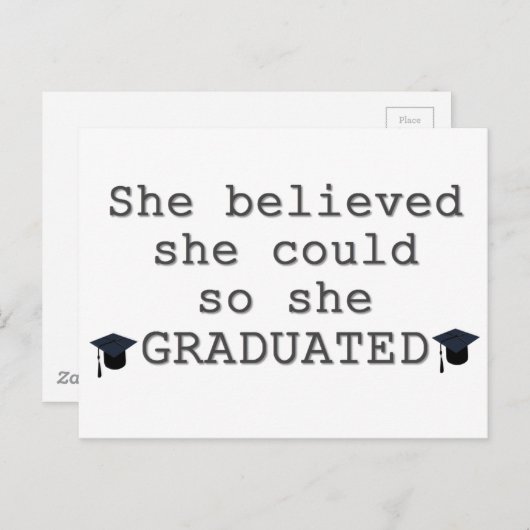 Ze geloofde dat ze Afstuderen kon geven Aankondigingskaart (Voorkant / Achterkant)