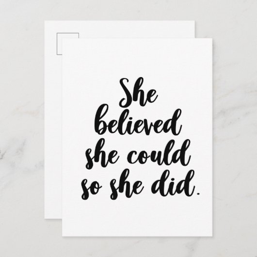 Ze geloofde dat ze dat kon, dus deed ze inspireren briefkaart (Voorkant / Achterkant)