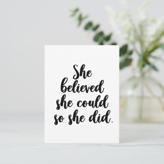 Ze geloofde dat ze dat kon, dus deed ze inspireren briefkaart (Staand voorkant)