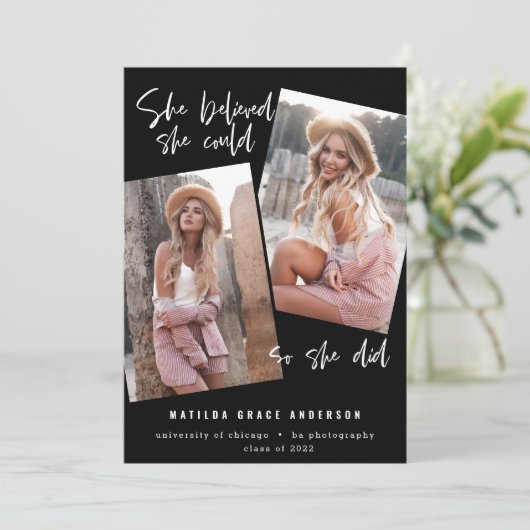 Ze geloofde dat ze dat kon, dus ze deed afstuderen (Staand voorkant)