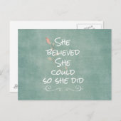 Ze geloofde dat ze dat kon, dus ze deed een citaat briefkaart (Voorkant / Achterkant)