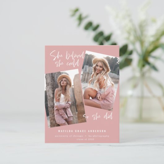 Ze geloofde dat ze dat kon zodat ze afstuderen pos briefkaart (Staand voorkant)