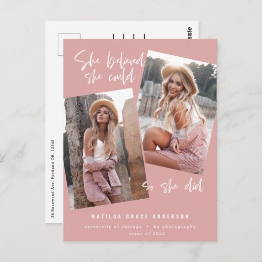 Ze geloofde dat ze dat kon zodat ze afstuderen pos briefkaart (Voorkant / Achterkant)