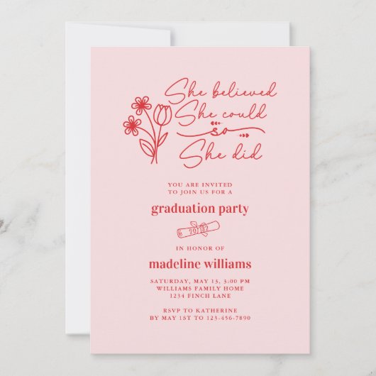 Ze geloofde dat ze de uitnodiging van de GraduPart (Voorkant)