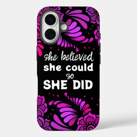 Ze geloofde dat ze de zwarte Magenta bloem kon dra Case-Mate iPhone Case (Achterkant)