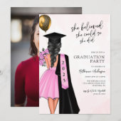 Ze geloofde dat ze een afstudeerfeest kon organise kaart (Voorkant / Achterkant)