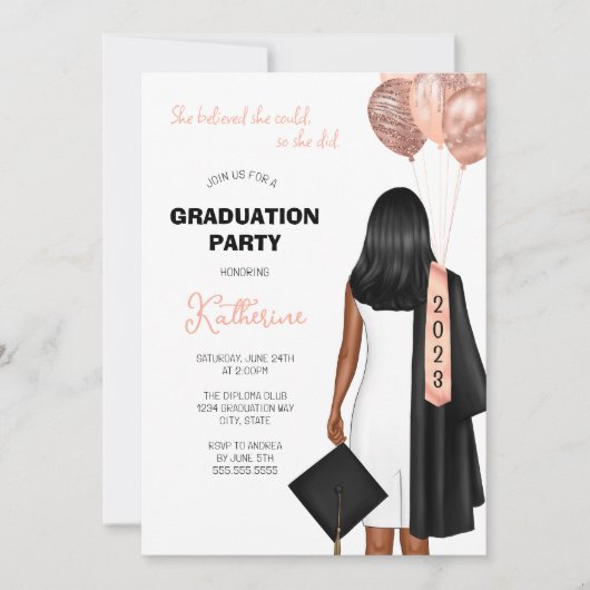 Ze geloofde dat ze een Girl Graduation Party kon h Kaart (Voorkant)