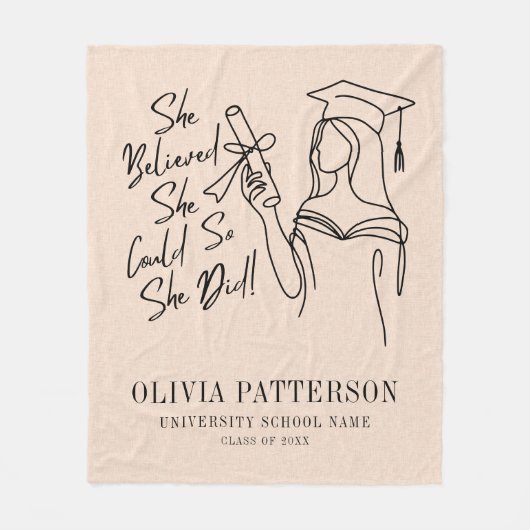 Ze geloofde dat ze fleecedeken kon Afstuderen Fleece Deken (Voorkant)