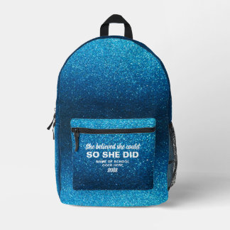 Ze Geloofde Dat Ze Het Kon Aqua Blauwe Glitter Von Bedrukte Rugzak