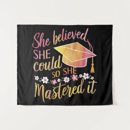 Ze geloofde dat ze het kon dus behaalde ze het gra wandkleed (Voorkant (horizontaal))