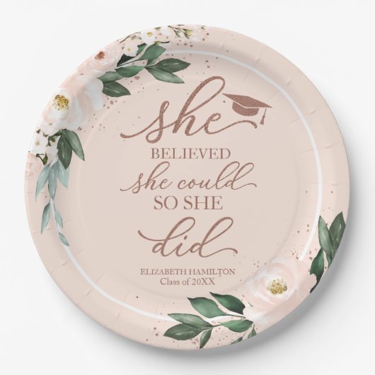 Ze geloofde dat ze het kon, dus deed ze Afstudeerd Papieren Bordje (Voorkant)