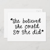 Ze geloofde dat ze het kon, dus deed ze Briefkaart (Voorkant / Achterkant)