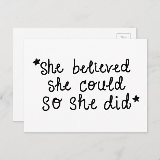 Ze geloofde dat ze het kon, dus deed ze Briefkaart (Voorkant / Achterkant)