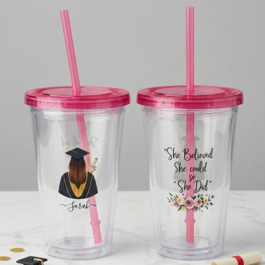 Ze geloofde dat ze het kon, dus deed ze het Bloemr Acryl Drinkbeker
