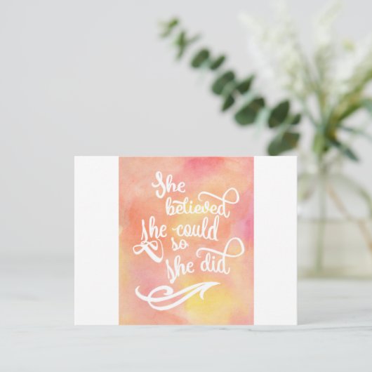 Ze geloofde dat ze het kon, dus deed ze het briefkaart (Staand voorkant)