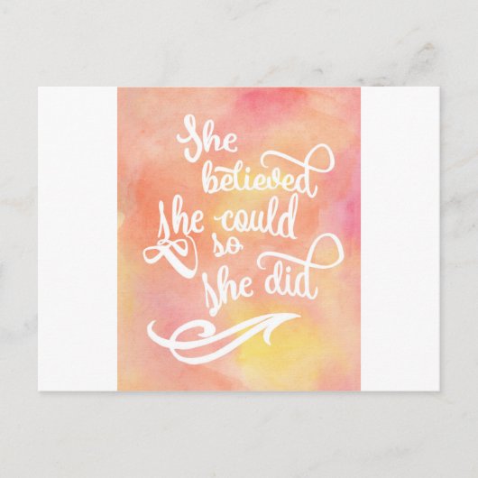 Ze geloofde dat ze het kon, dus deed ze het briefkaart (Voorkant)
