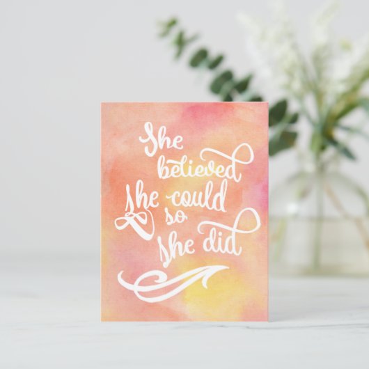 Ze geloofde dat ze het kon, dus deed ze het briefkaart (Staand voorkant)
