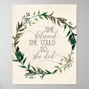Ze geloofde dat ze het kon, dus deed ze Inspireren Poster