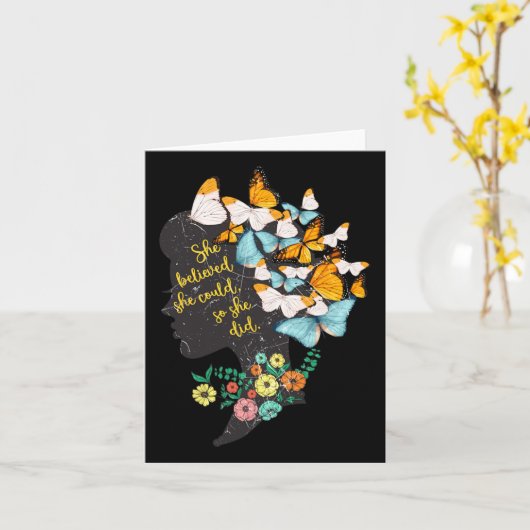 Ze geloofde dat ze het kon, dus deed ze Shirt femi Kaart (Gele Bloem)