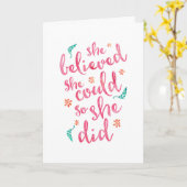 Ze geloofde dat ze het kon, dus deed ze wenskaart kaart (Gele Bloem)