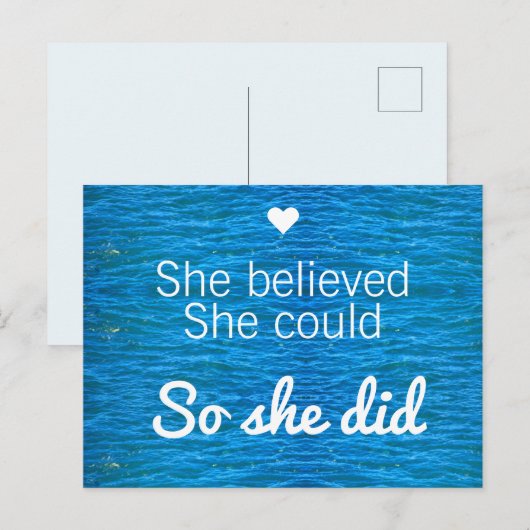 Ze geloofde dat ze het kon, dus ze citeerde de bla briefkaart (Voorkant / Achterkant)