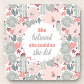 Ze geloofde dat ze het kon, dus ze deed Cactus Suc Bier Onderzetter (Voorkant)