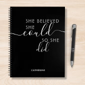 Ze geloofde dat ze het kon, dus ze deed een persoo notitieboek