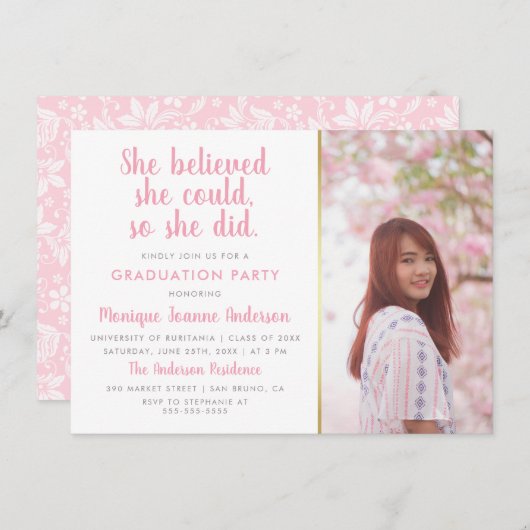 Ze geloofde dat ze het kon, dus ze deed het Afstud Kaart (Voorkant / Achterkant)