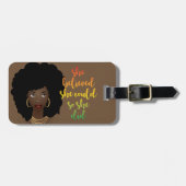 Ze geloofde dat ze het kon, dus ze, zwarte vrouw, bagagelabel (Voorkant horizontaal)